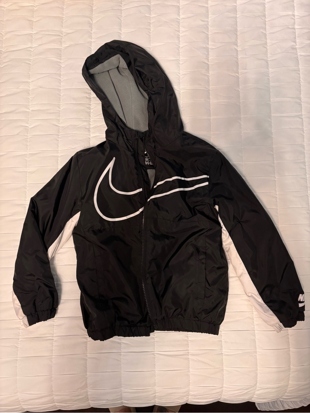 Nike Black and White Kids Hooded Windbreaker Jacket